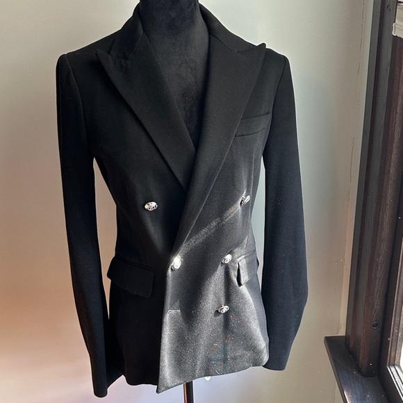 Polo Ralph Lauren Jackets & Blazers - Black Knit Double-Breasted Blazer with Silver Buttons